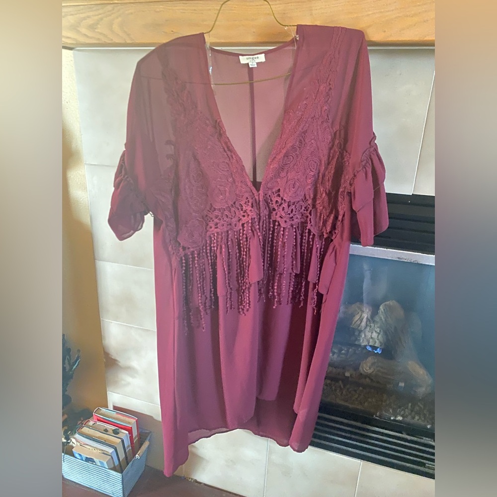 Umgee Maroon Lace Cardigan Kimono size S/M